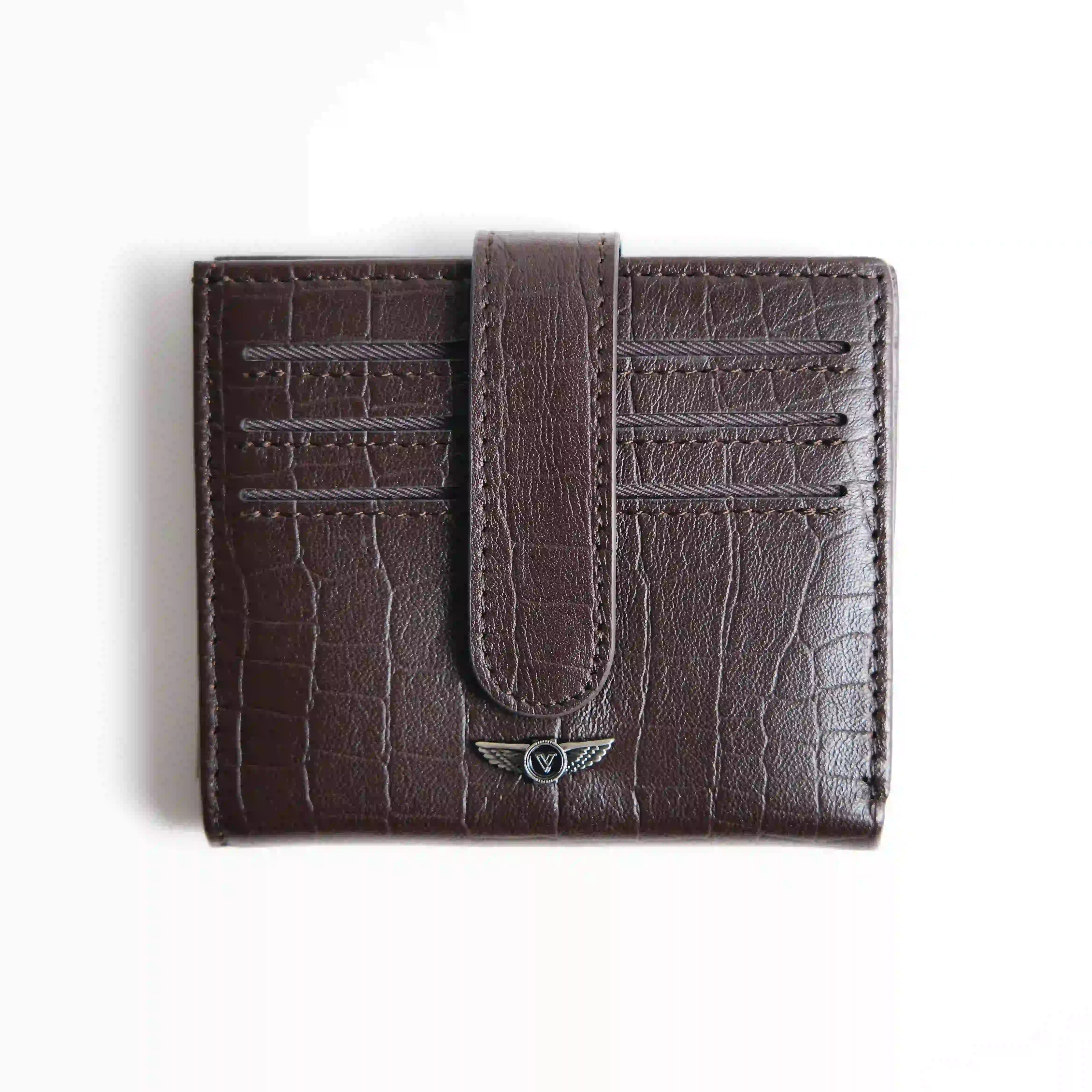 Men's Genuine Leather Wallet   Brown Croc Embossed   Verutti VRW-5006-2