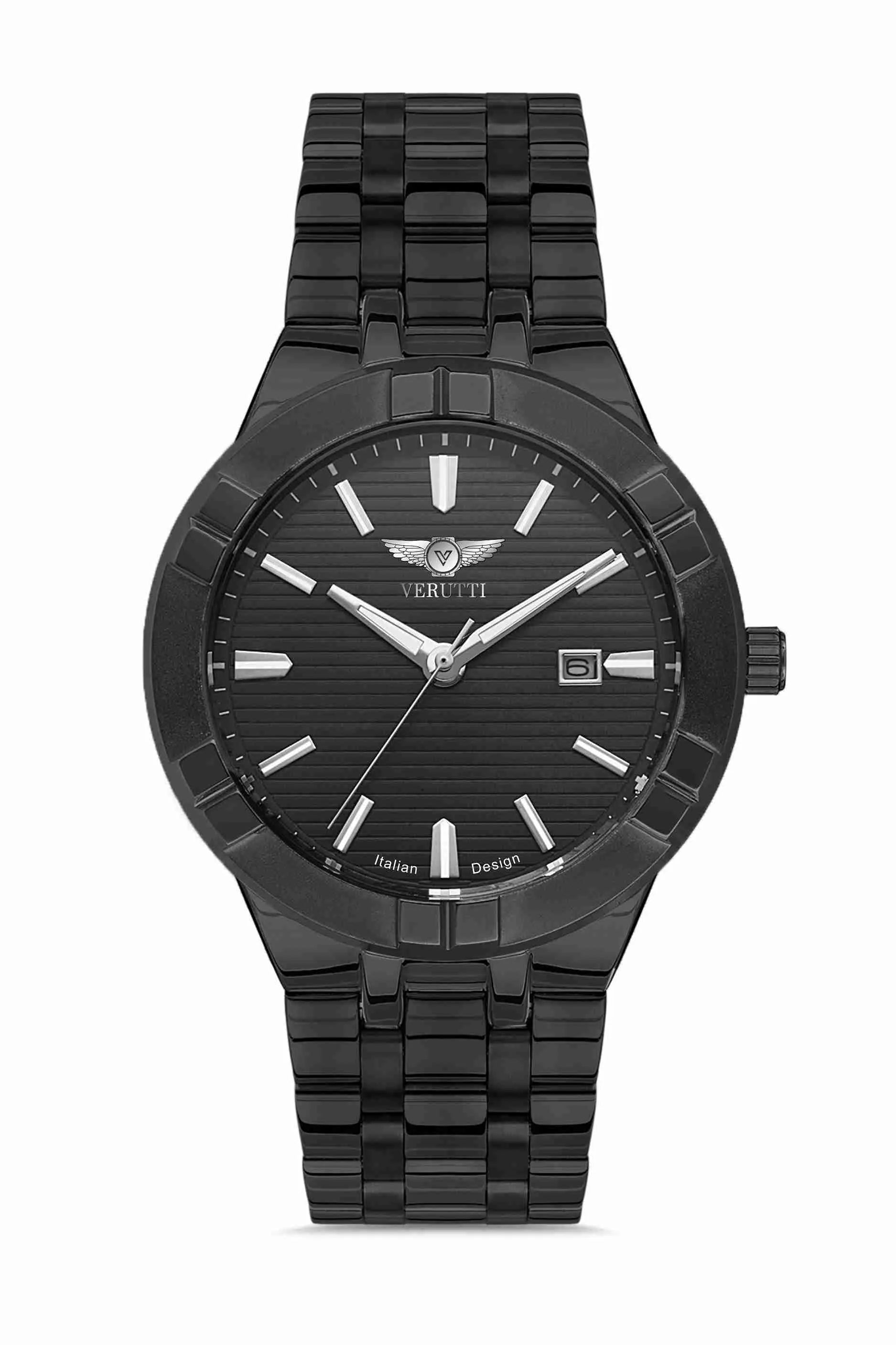 Men's Luxury Watch Verutti VR-1019-1   Black Steel & Black Dial