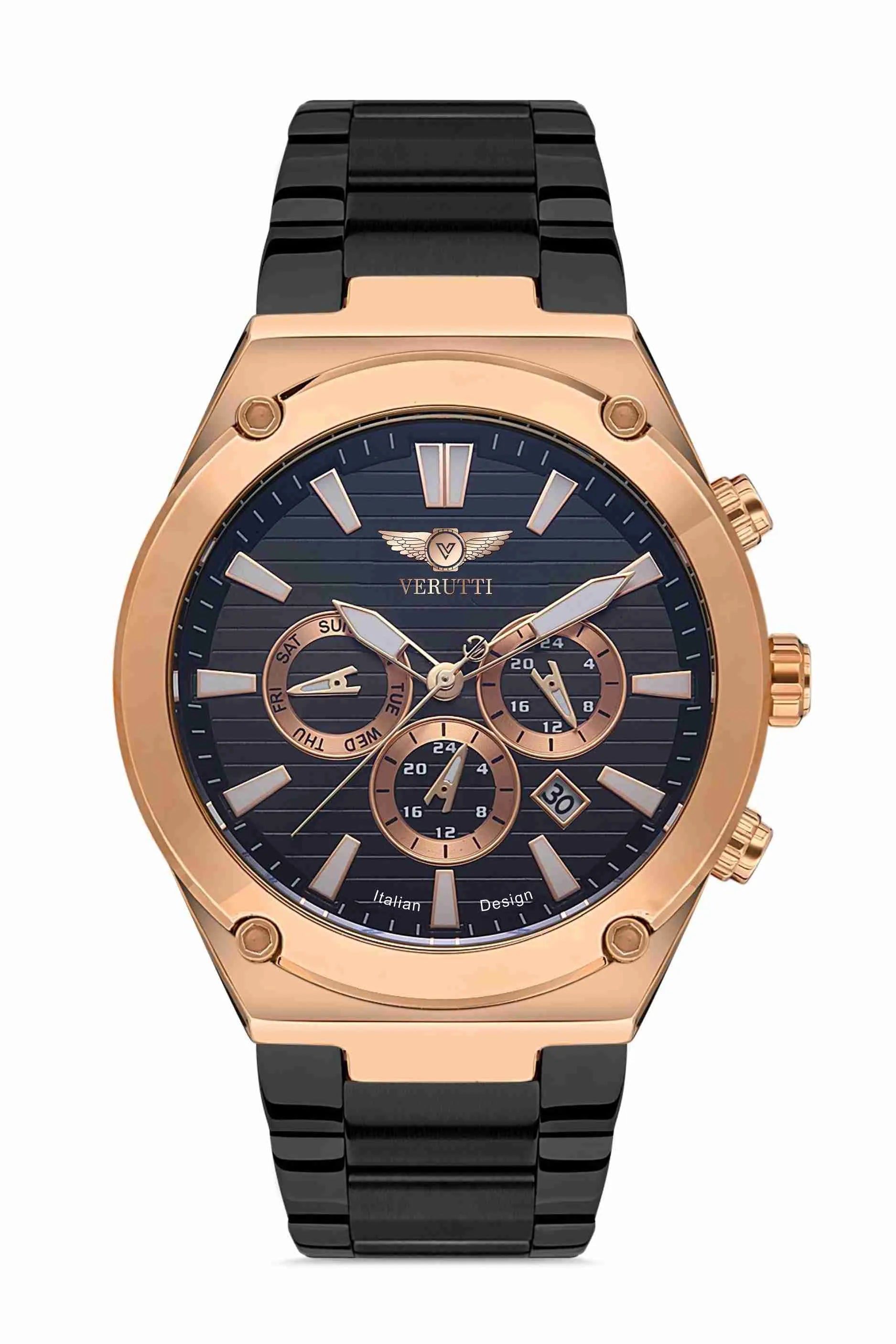 Men's Luxury Watch Verutti VR-1020-1   Rose Gold & Blue Dial