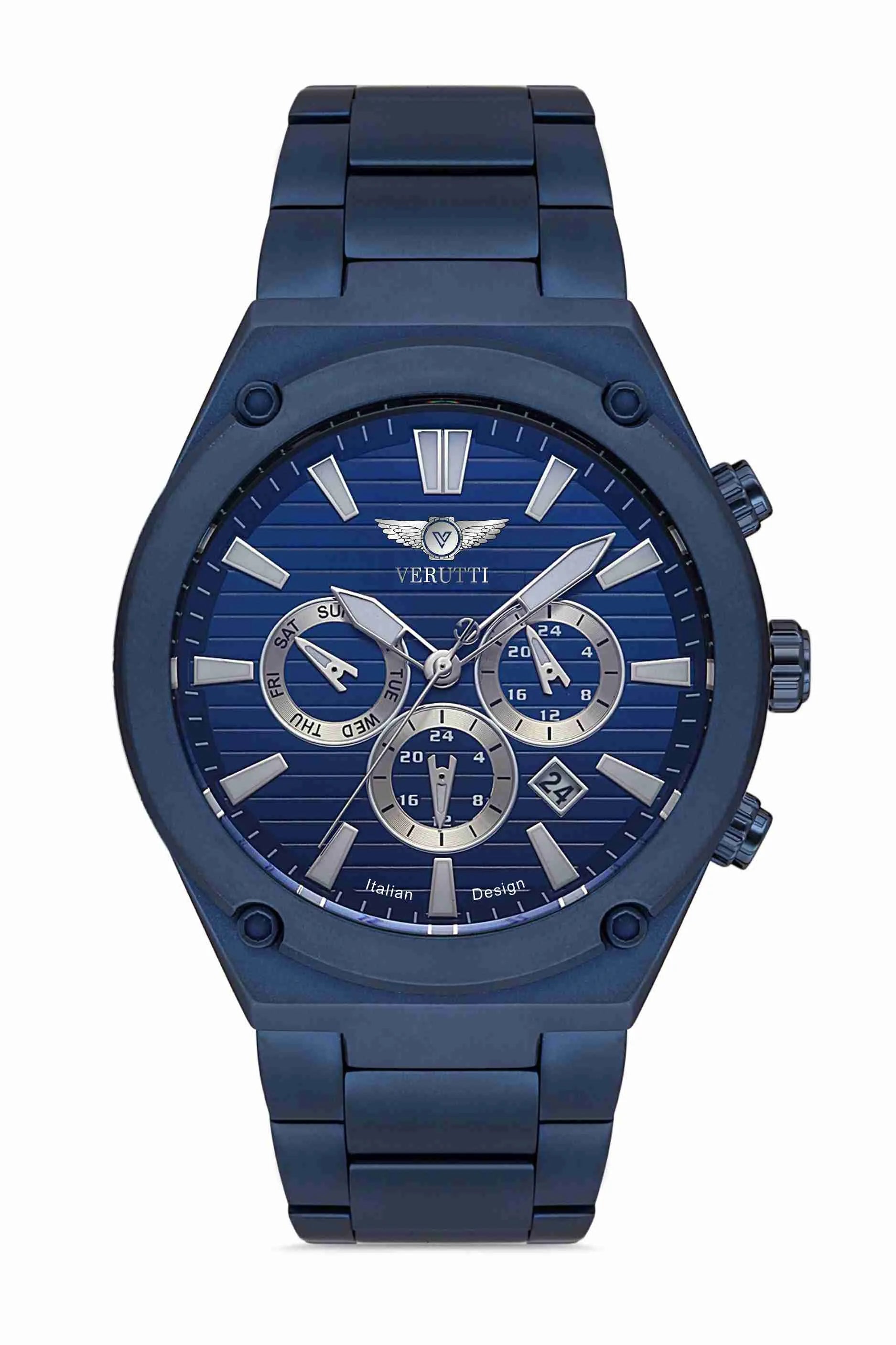Men's Luxury Watch Verutti VR-1020-2   Navy Steel & Blue Dial