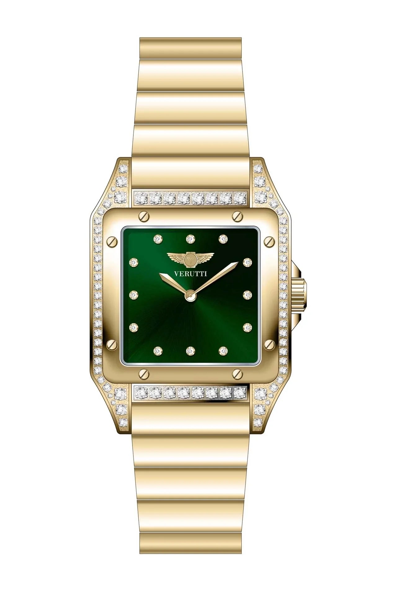 Verutti Luxury Women's Watch in gold and green , Model VR-1045-1