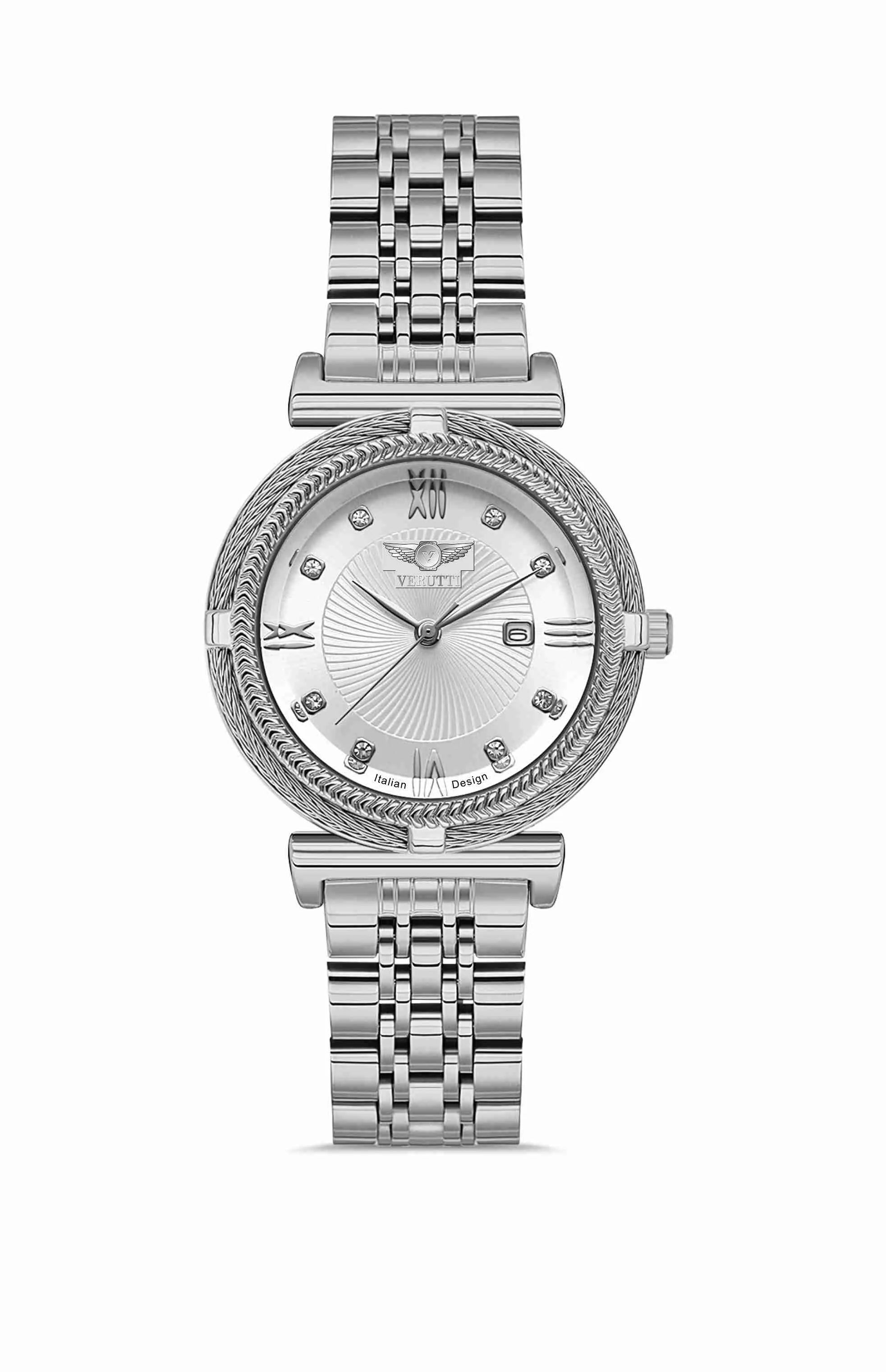 Women's Luxury Watch  Verutti VR-1005-3 - Luna Silver Edition
Silver Bracelet &amp; Sunray Dial
