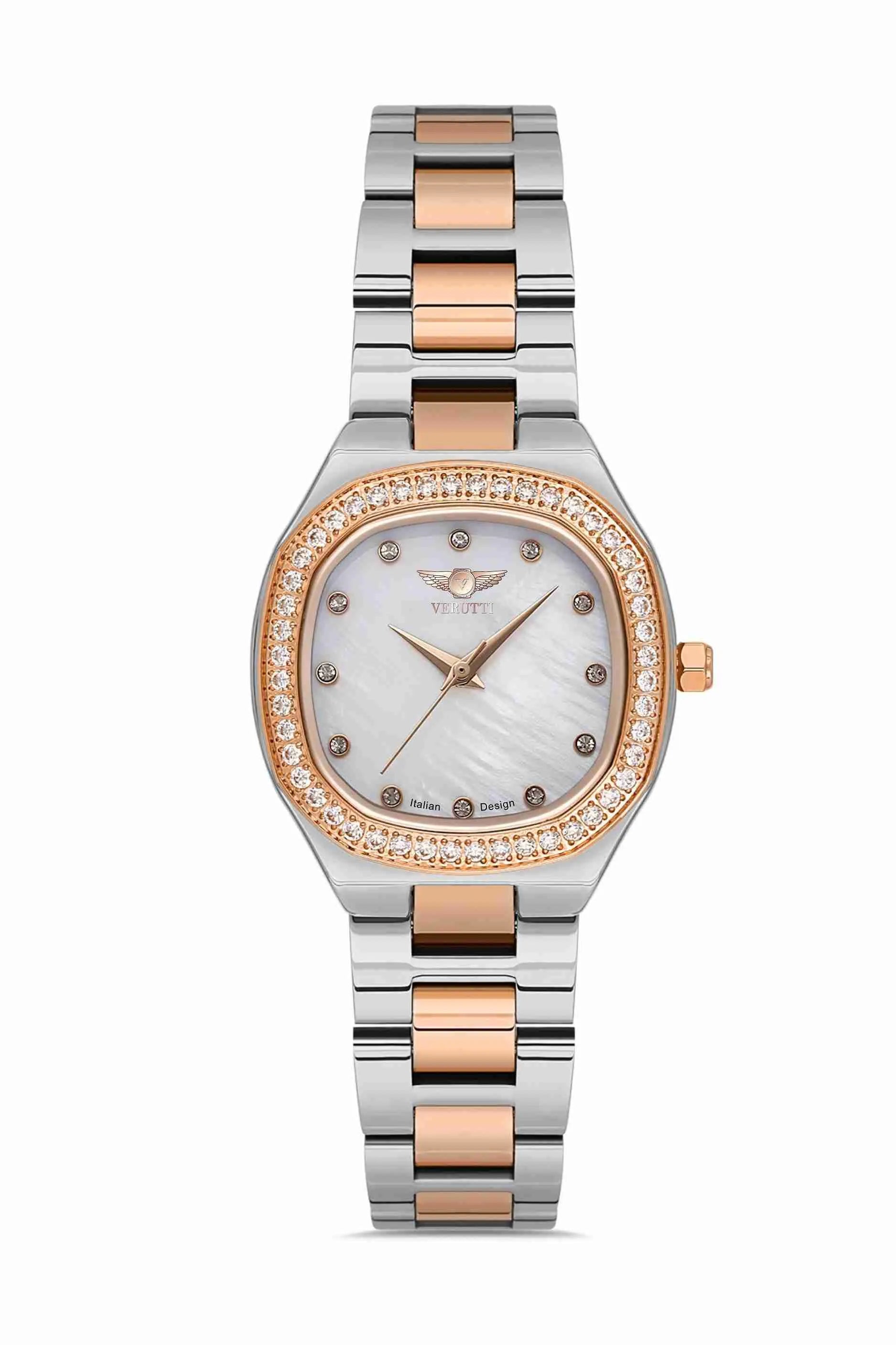 Women's Luxury Watch  Verutti VR-1007-1 - Pearl Rose Edition
Two-Tone Bracelet & Pearl White Dial