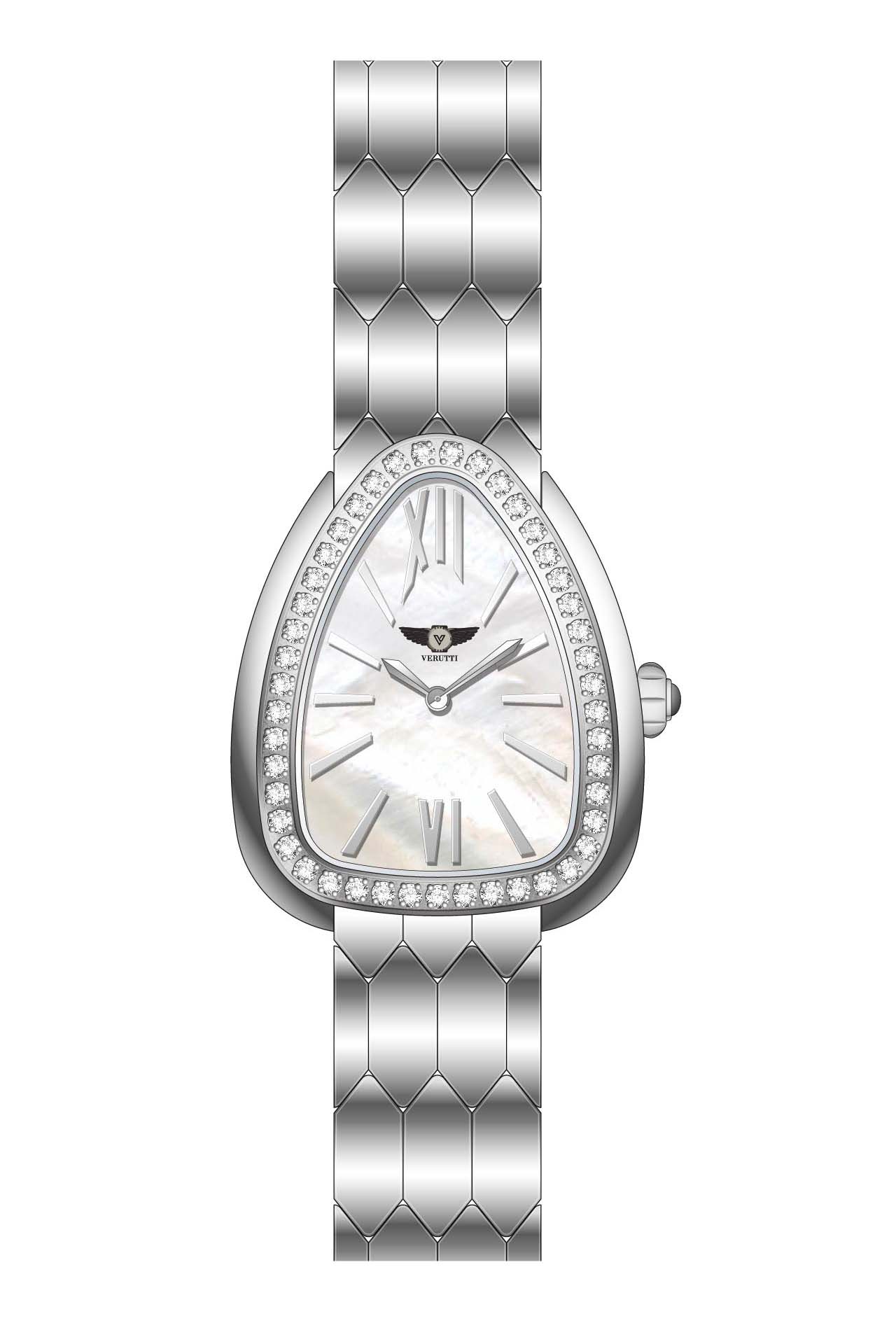 Women's Luxury Watch Verutti VR-1037-1  Silver Bracelet & White Dial