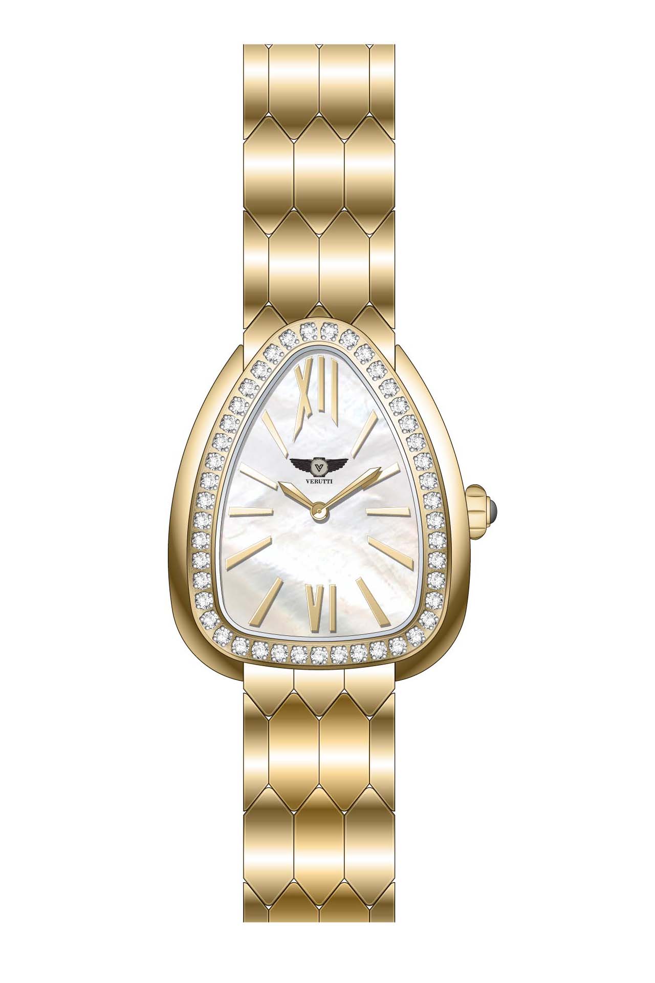 Women's Luxury Watch Verutti VR-1037-3  Gold Bracelet & White Dial