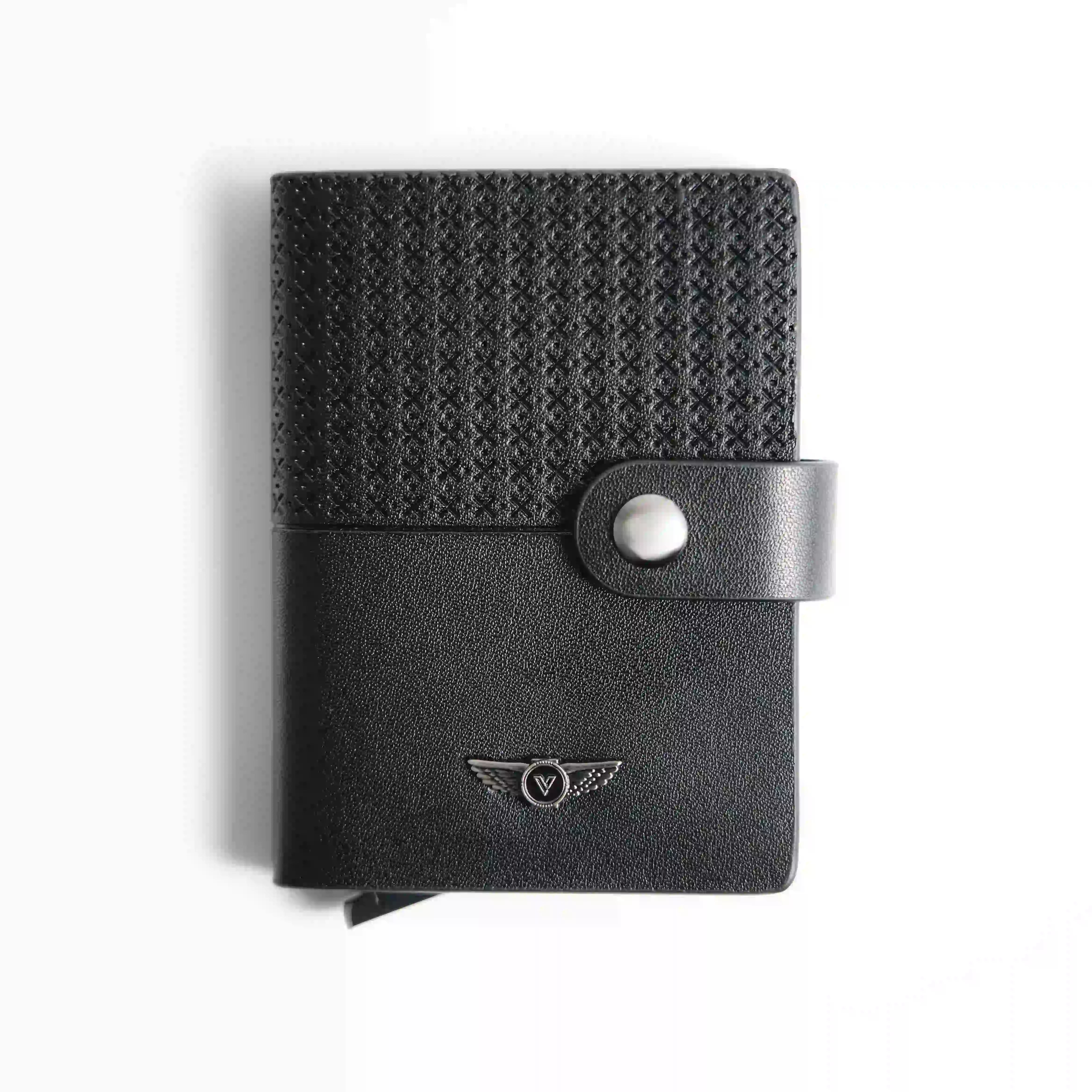 Verutti Men's Leather Wallet in Black Cowhide, Model VRW-1012-6