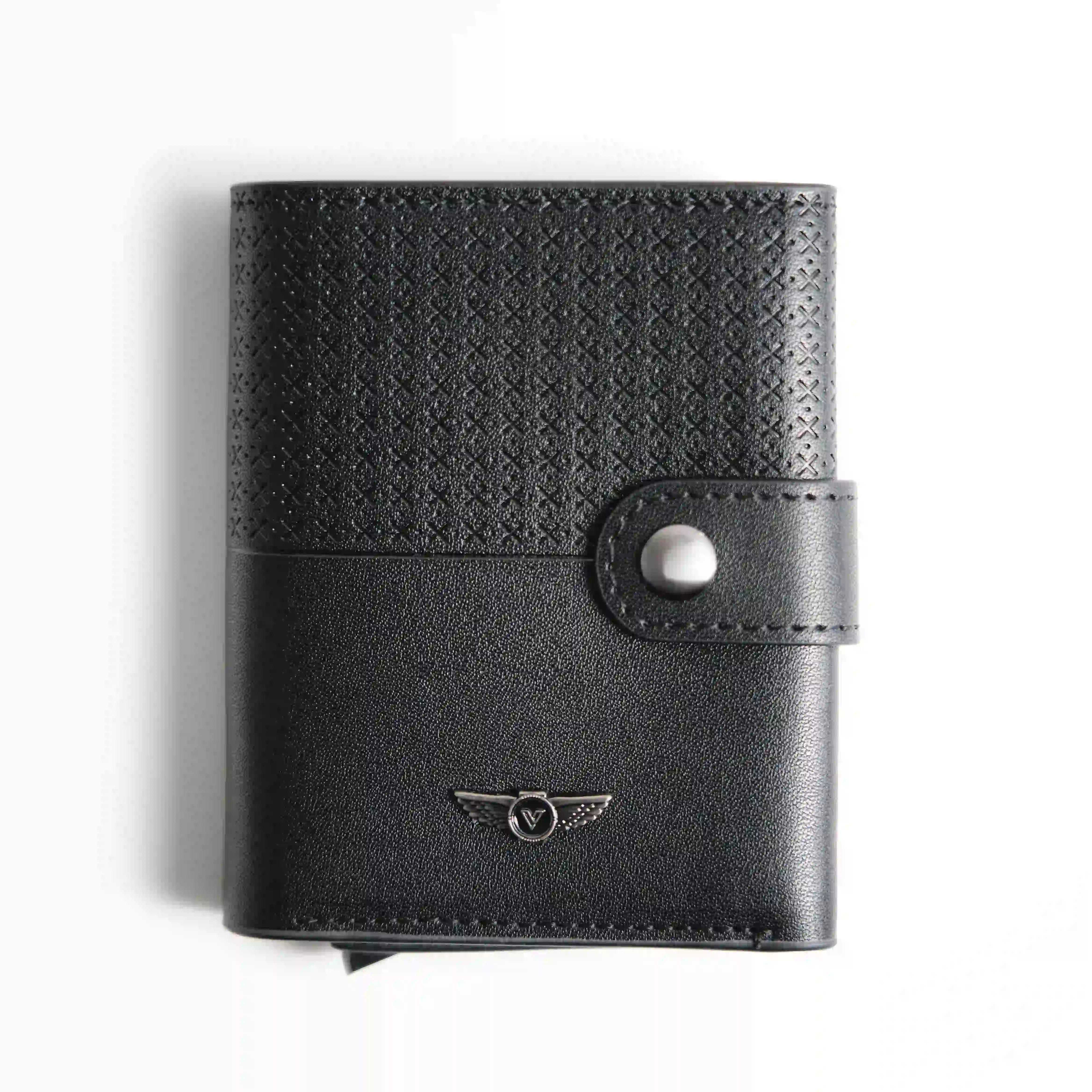Verutti Men's Leather Wallet in Black Cowhide, Model VRW-1013-1
