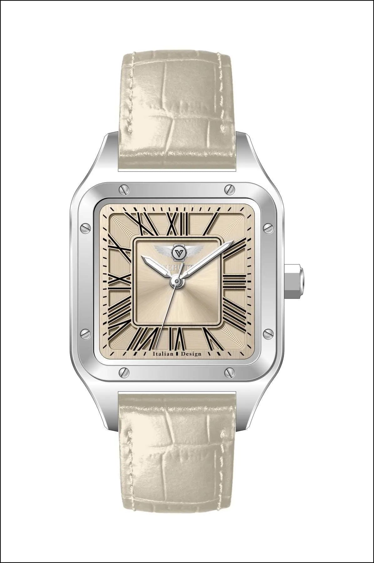 Watch with beige band by Italian Brand Verutti, Model VR 1000
