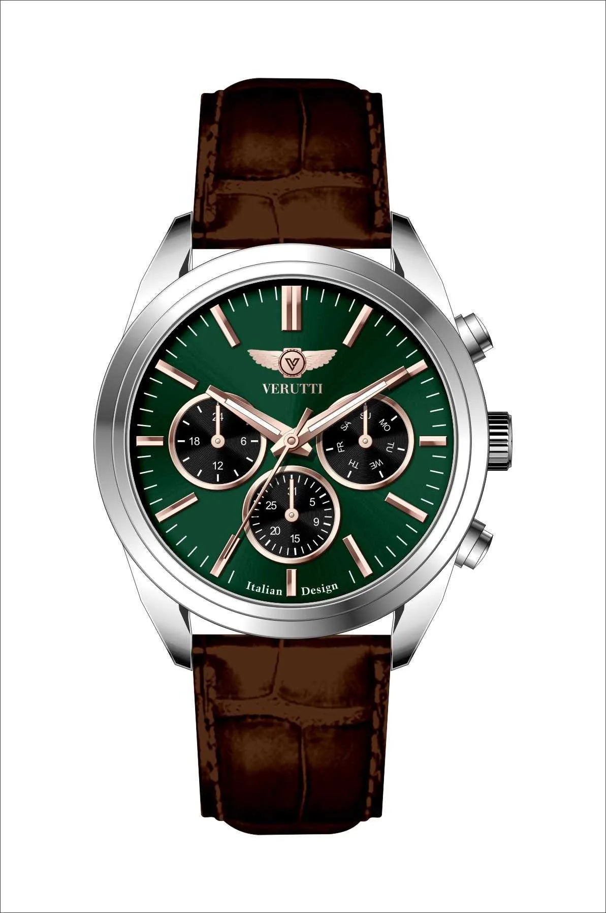 Watch with brown band by Italian Brand Verutti, Model VR 1001
