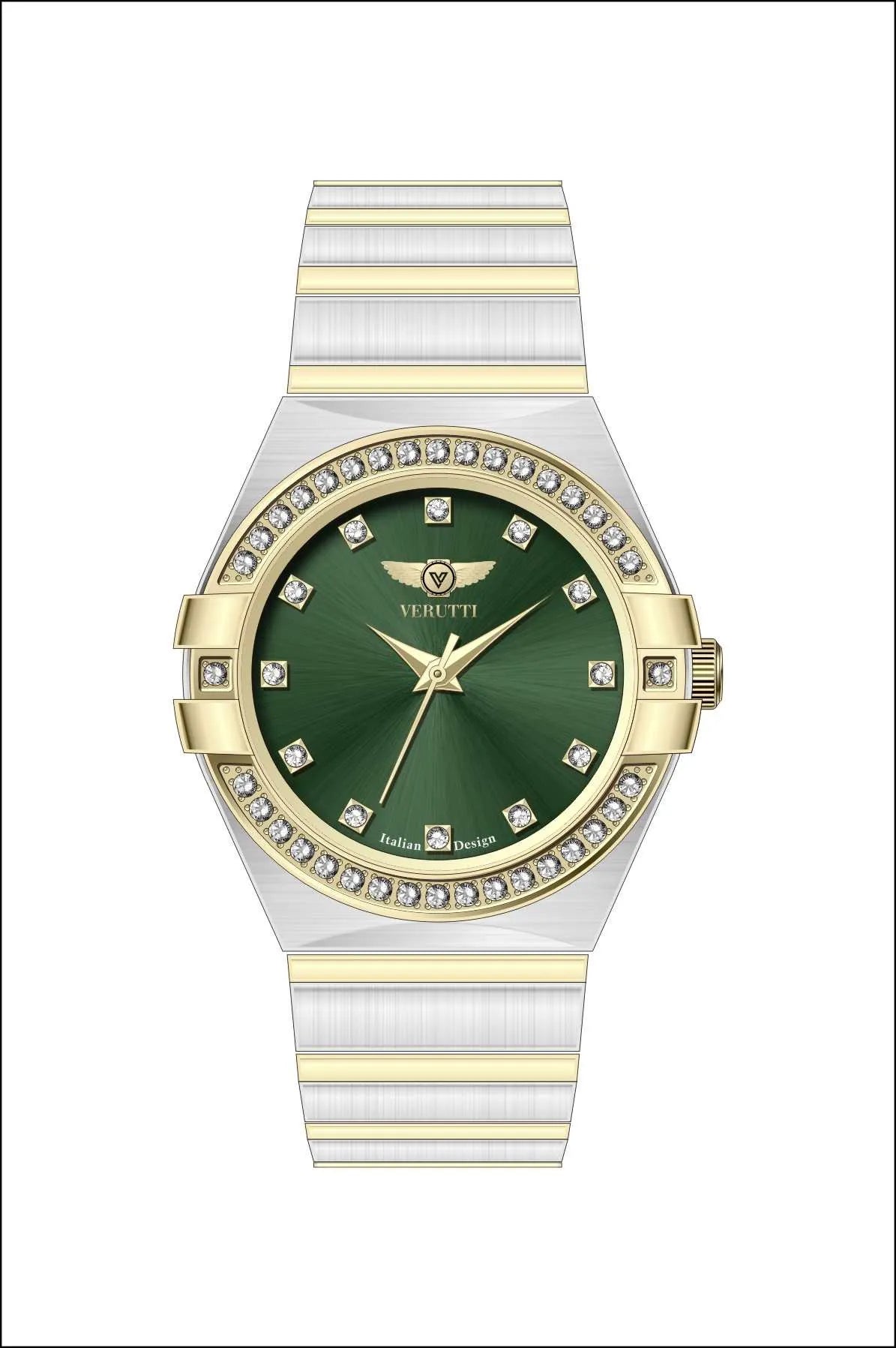 Watch with gold and gray band by Italian Brand Verutti, Model VR 1002
